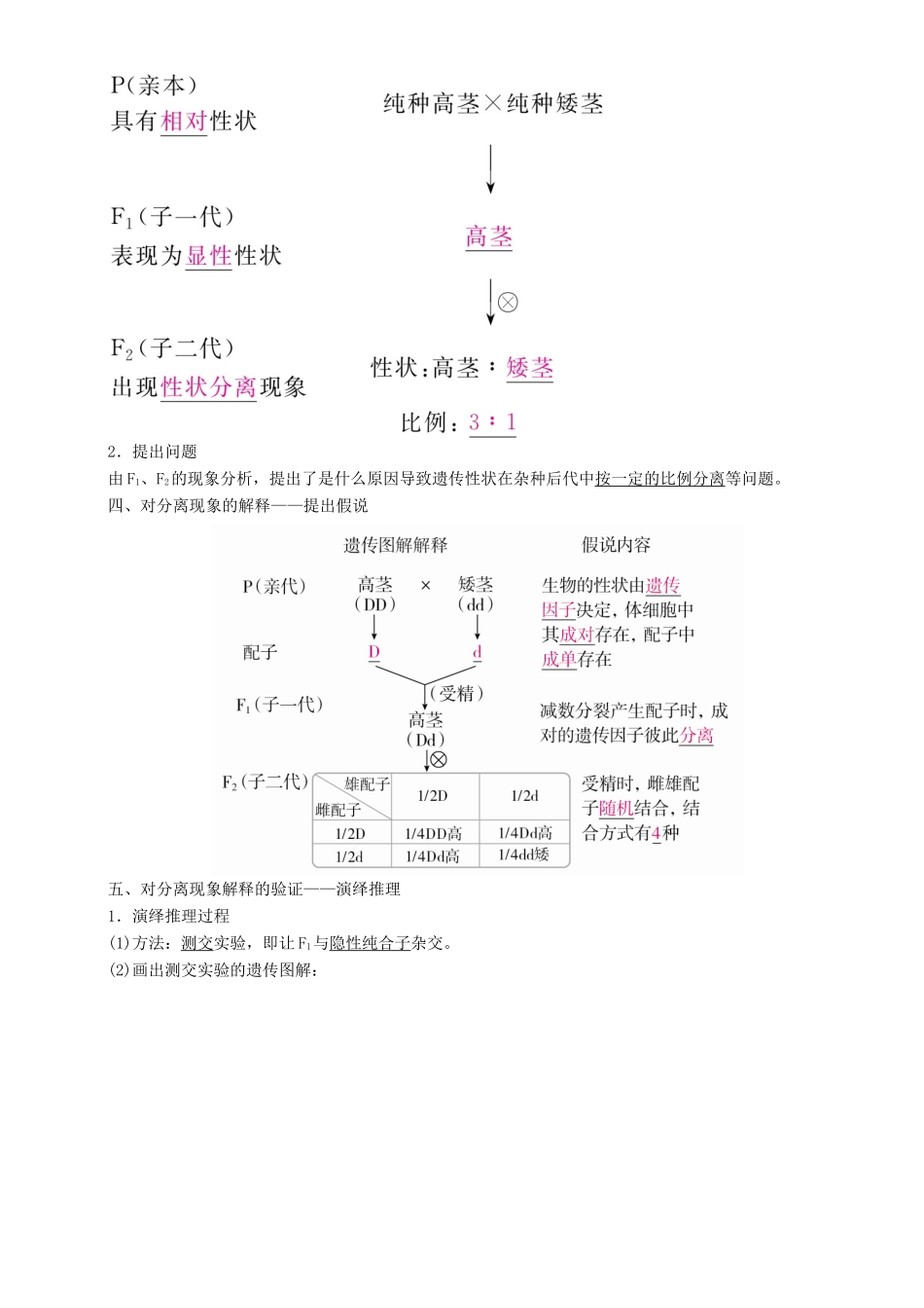 高考生物一轮复习 第15讲 基因的分离定律讲练结合学案-人教版高三全册生物学案_第2页
