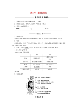 高中生物 第3单元 第2章 第2节 基因的表达学案 中图版必修2-中图版高中必修2生物学案