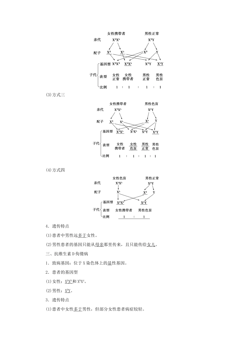 高中生物 第2章 基因和染色体的关系 第3节 伴性遗传（Ⅰ）学案 新人教版必修第二册-新人教版高一第二册生物学案_第2页