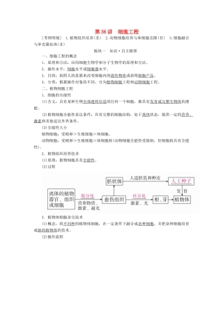 （全国版）高考生物一轮复习 第36讲 细胞工程培优学案-人教版高三全册生物学案