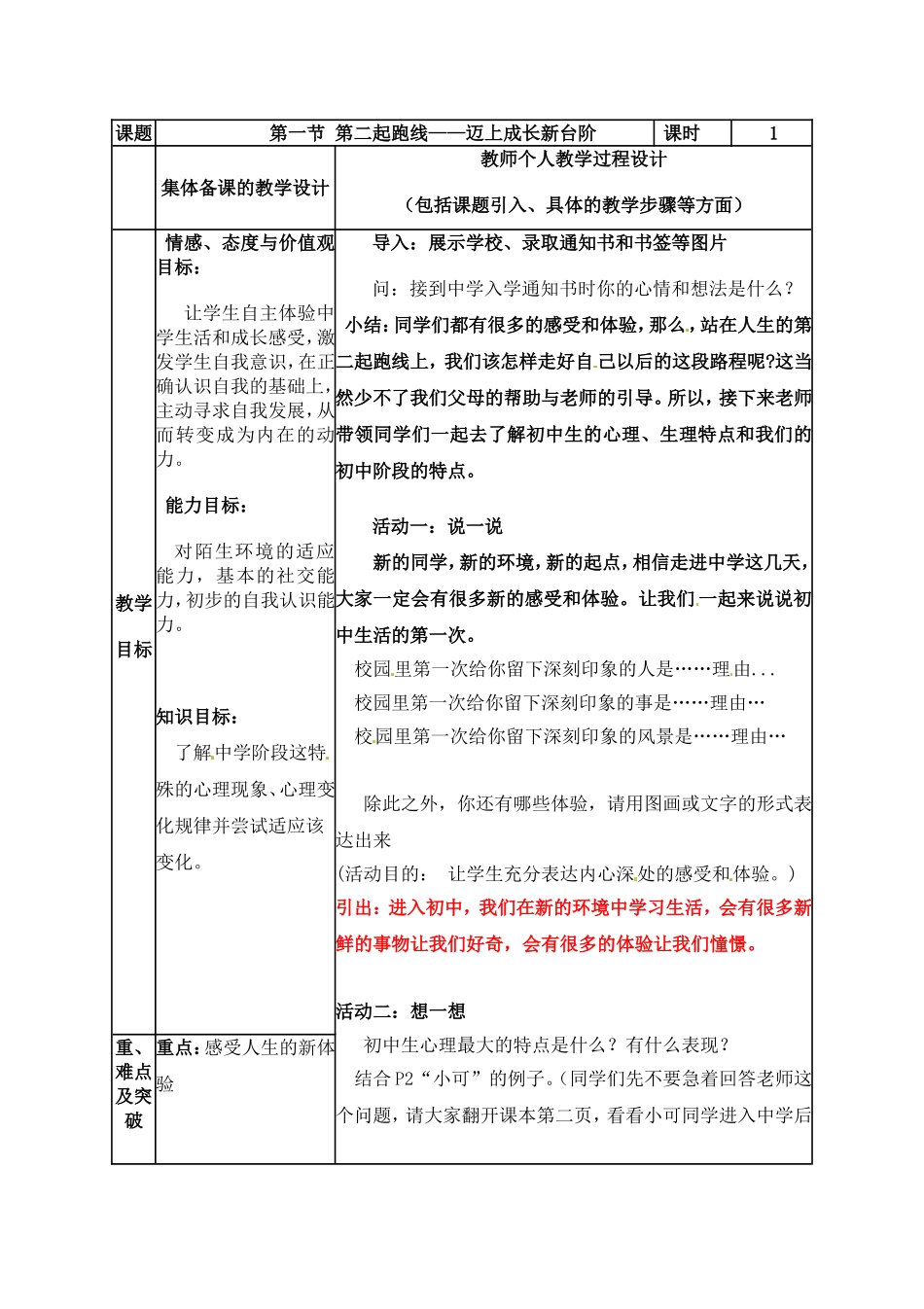第一节第二起跑线——迈上成长新台阶_第1页