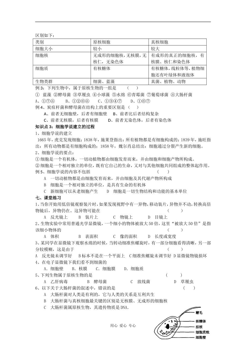 高一生物：1.2《细胞的多样性和统一性》学案4）新人教版_第2页