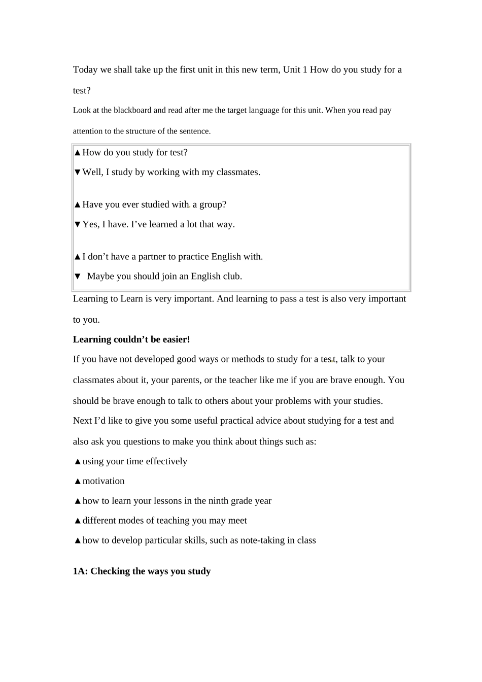 八年级英语下册：Unit2 one How do you study for a test（教案9）鲁教版_第2页