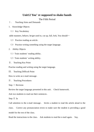 九年级英语Unit12 You are supposed to shake hands 5新人教版