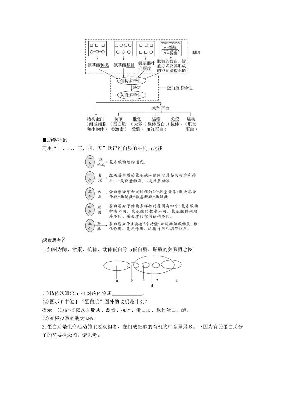 高考生物一轮复习 第二单元 细胞的自我保障 第3讲 细胞中的蛋白质创新备考学案 中图版-中图版高三全册生物学案_第3页