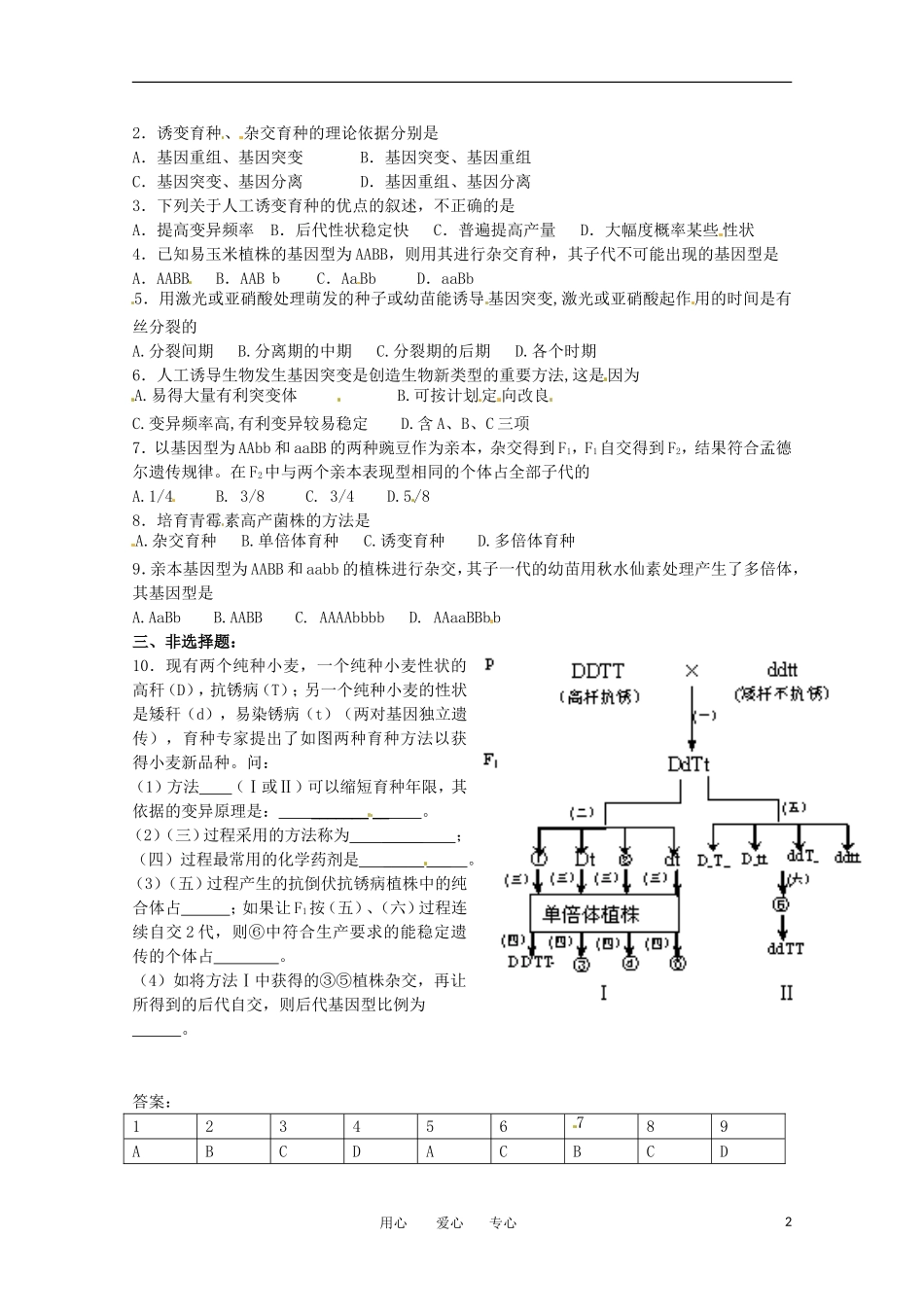 高中生物 6.1《杂交育种与诱变育种》学案（4） 新人教版必修2_第2页