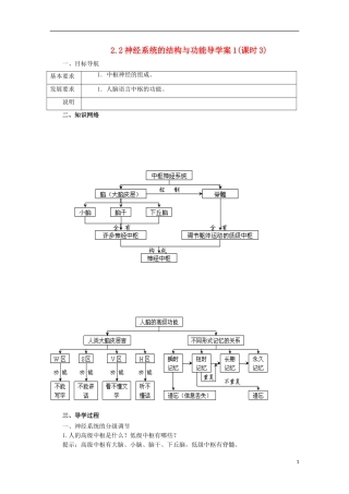 高中生物 2.2 神经系统的结构与功能导学案（第3课时）浙科版必修3