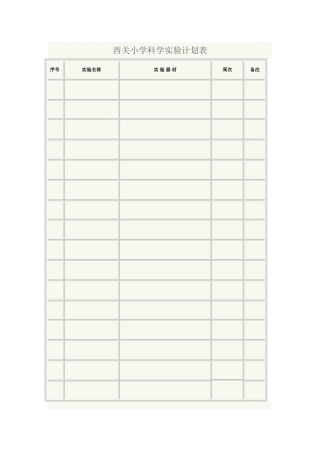 科学实验计划表