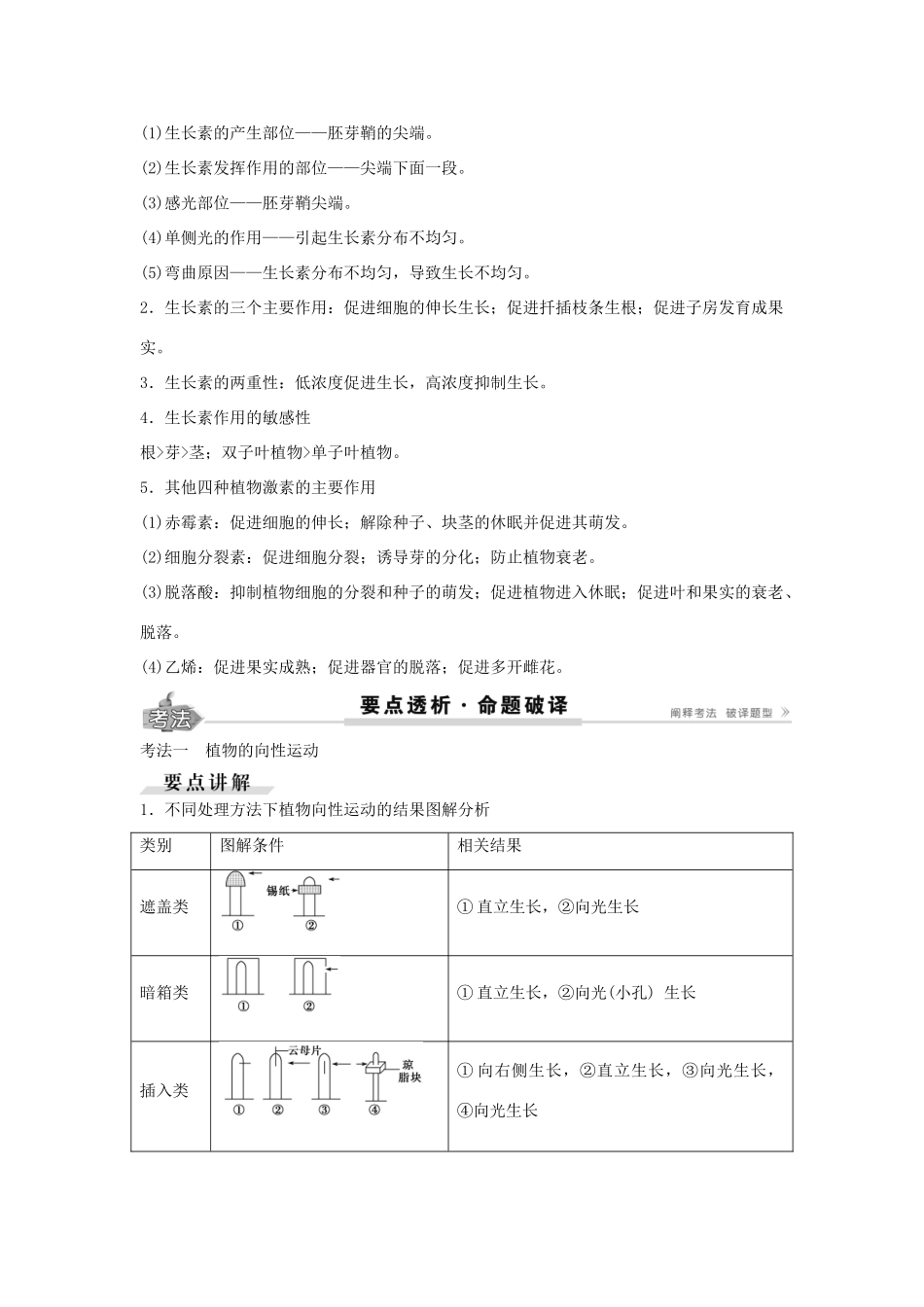 高考生物总复习 第8单元 第29讲 植物的激素调节学案-人教版高三全册生物学案_第3页