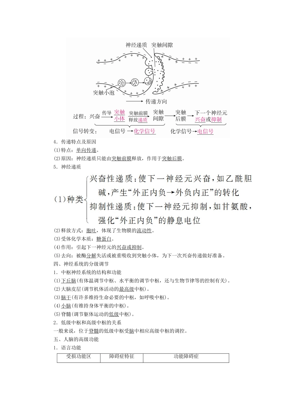 （全国版）高考生物一轮复习 第26讲 通过神经系统的调节培优学案-人教版高三全册生物学案_第3页