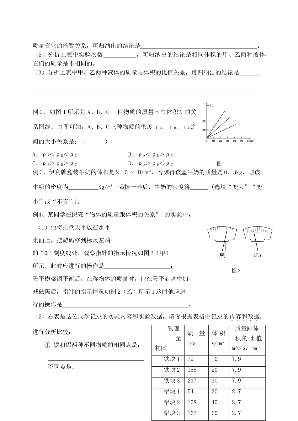 八年级物理下册《6.3 物质的密度（二）》教案 苏科版-苏科版初中八年级下册物理教案_第2页