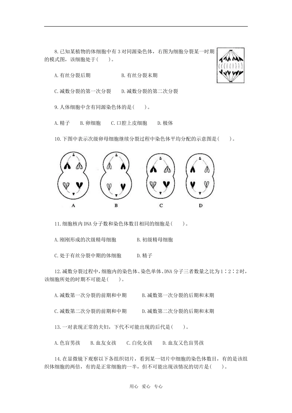 第2章　基因和染色体的关系　能力拓展_第2页