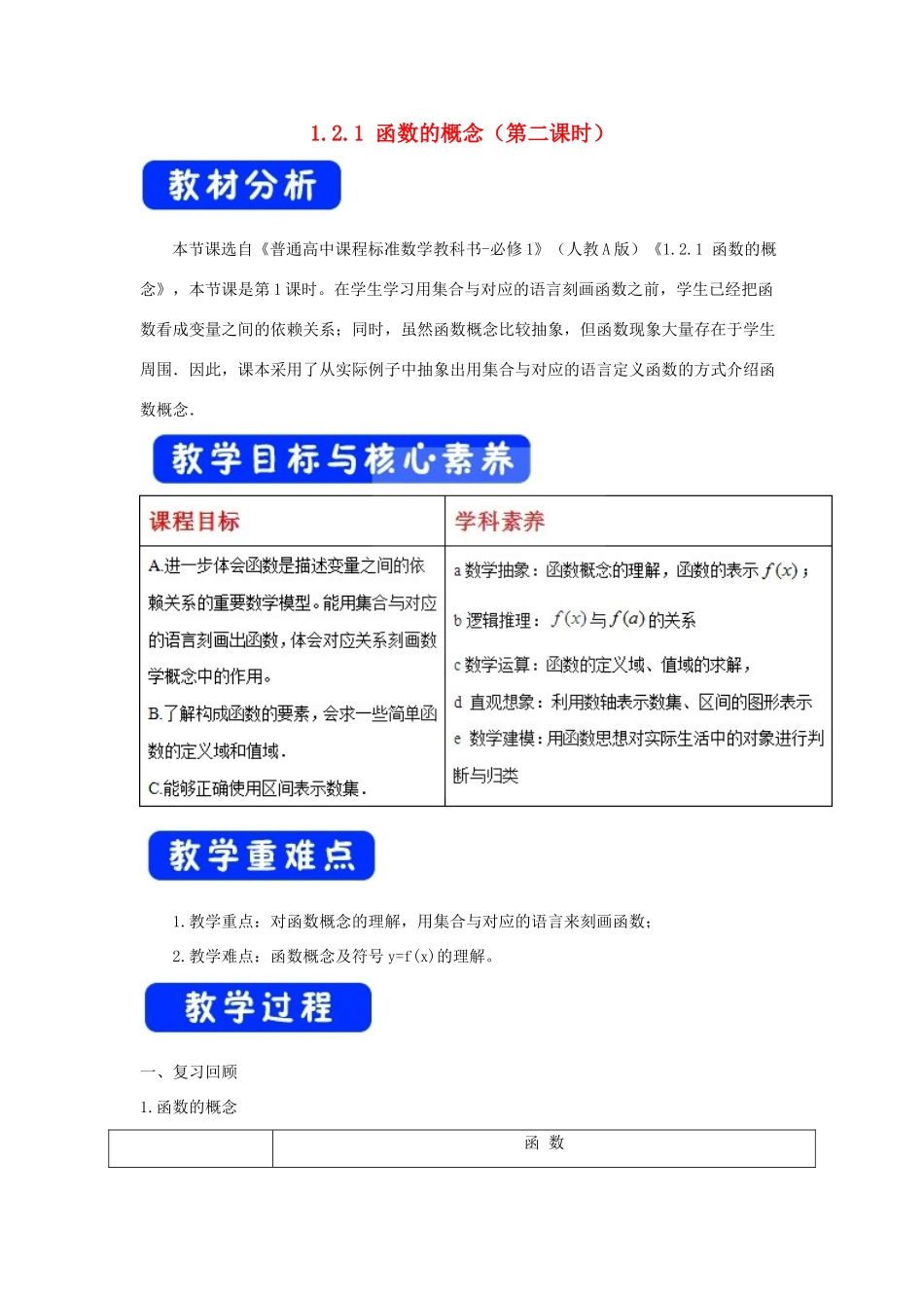 高考数学总复习 第一章 集合与函数概念 1.2.1 函数的概念（第二课时）教案 新人教A版必修1-新人教A版高三必修1数学教案_第1页