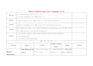 四川省华蓥市明月镇七年级英语下册 Module 12 Western music Unit 3 Language in use教案 （新版）外研版