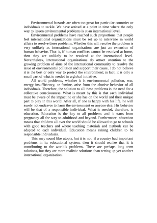 英语不同考试类型中环保类作文之雅思范文