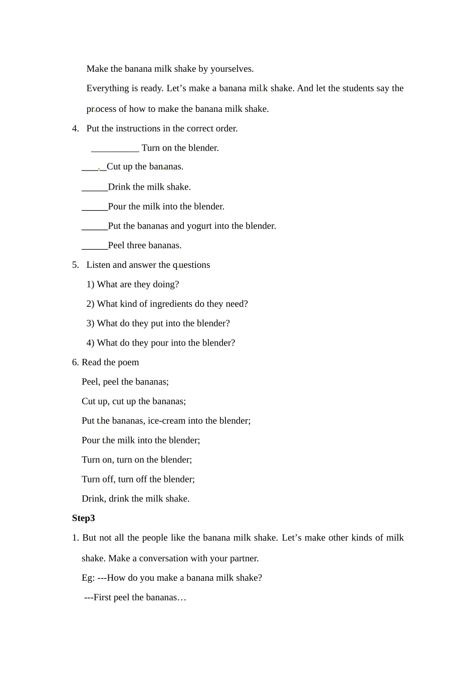 七年级英语下册：Unit 3 How do you make a banana milk shake？（教案1）鲁教版_第2页