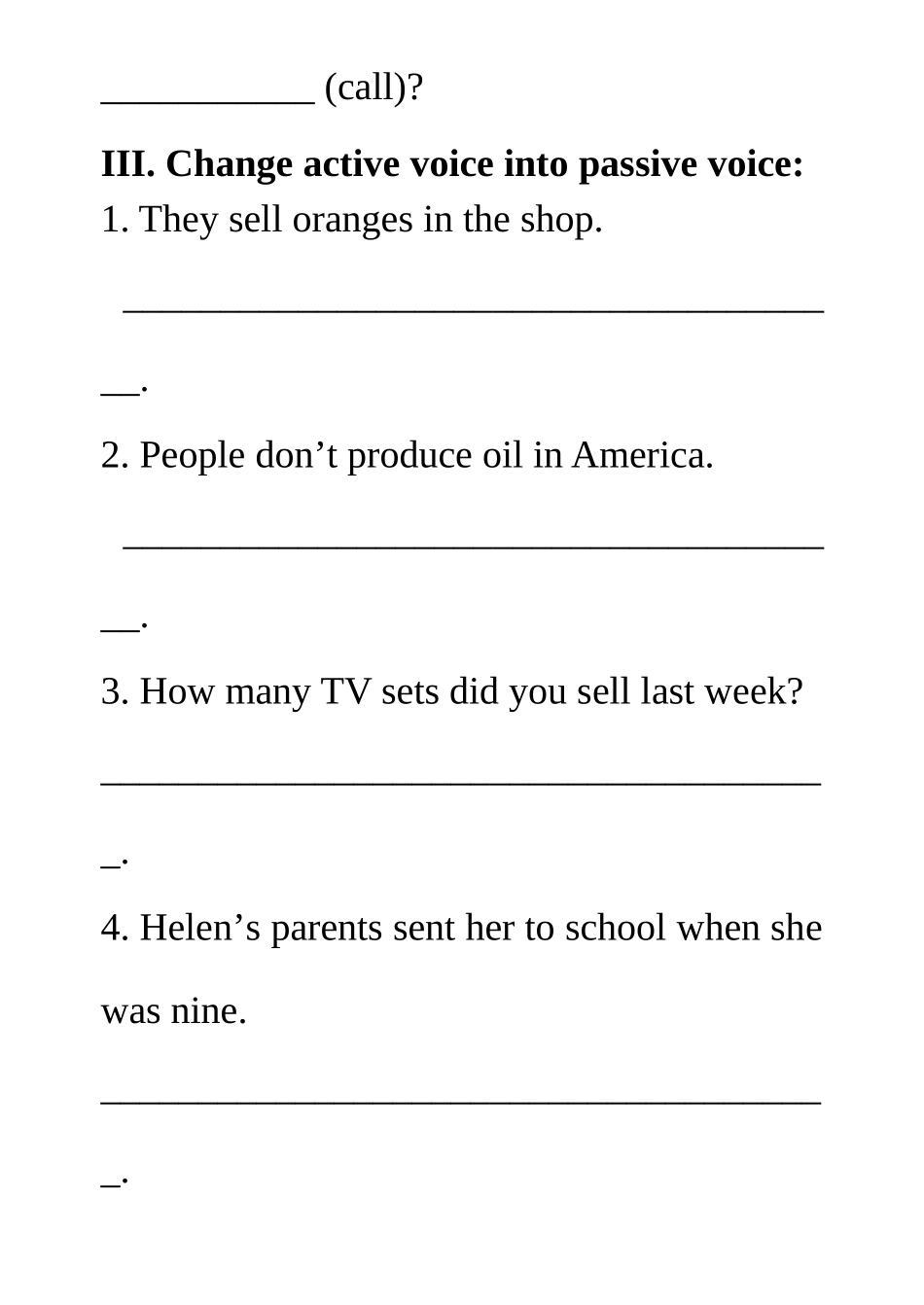 (初中)被动语态专项练习_第3页