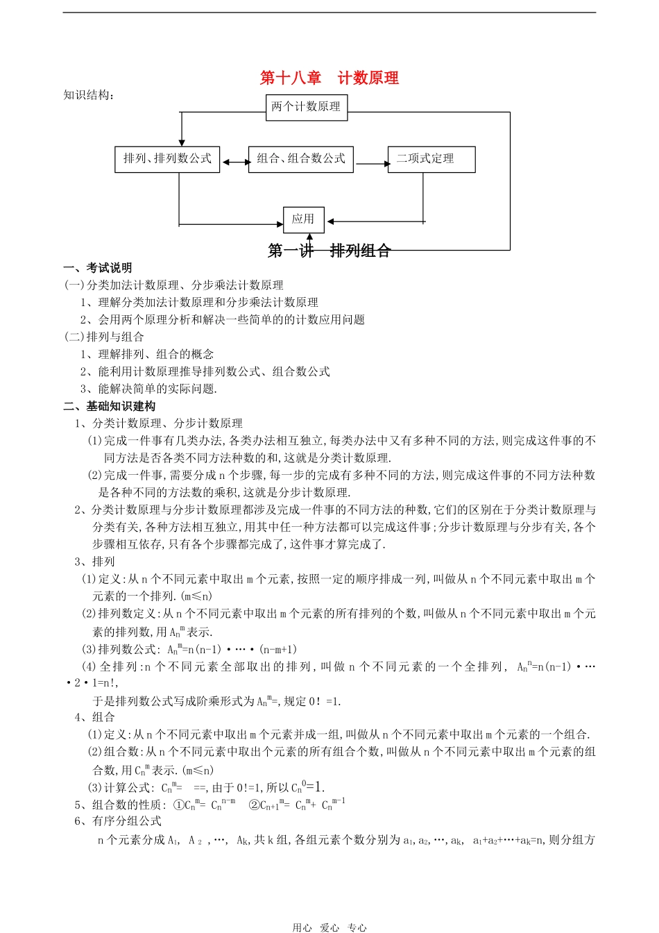 高考数学第十八章 计数原理 第一讲 排列与组合教案 新人教版_第1页