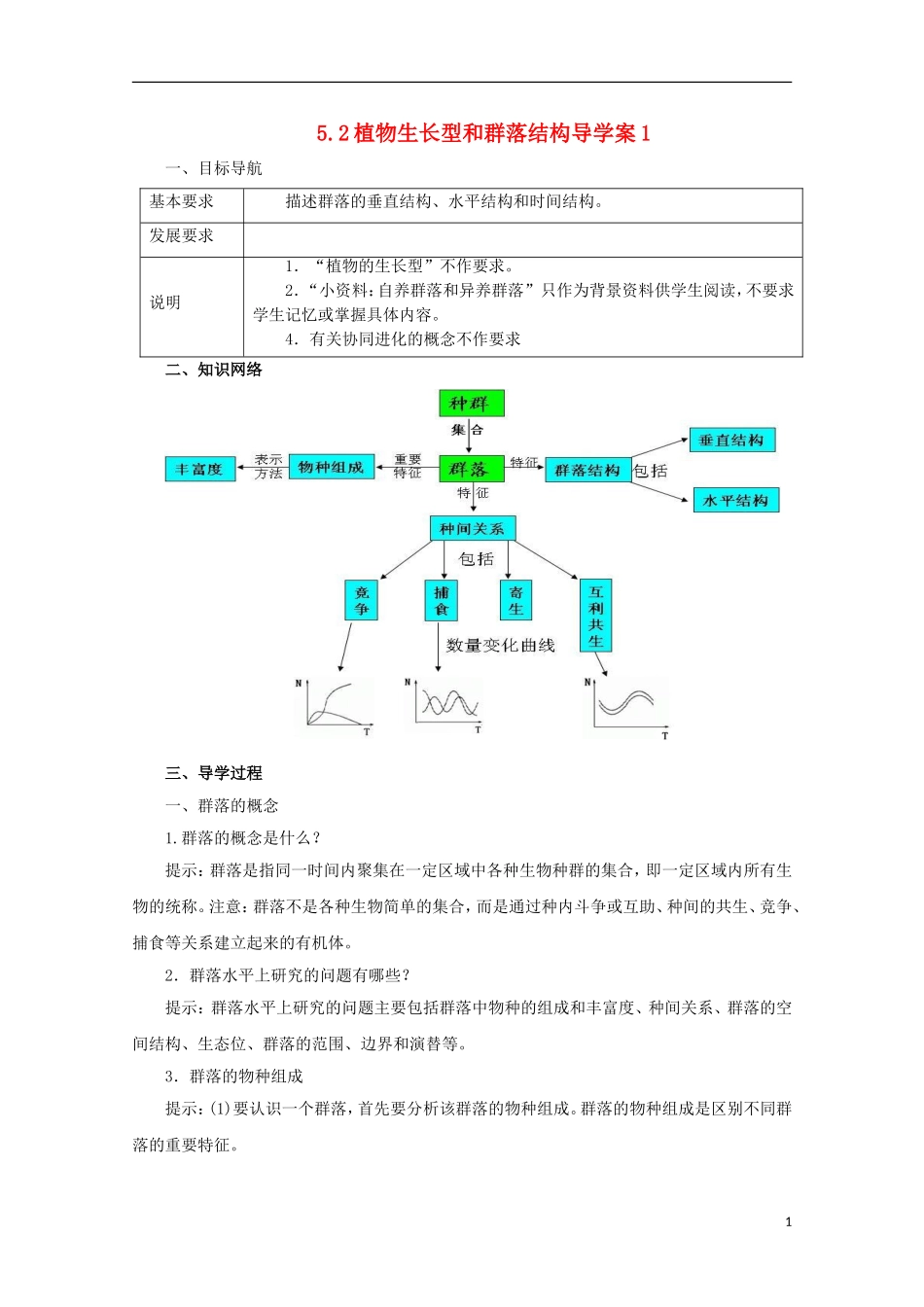 高中生物 5.2 植物生长型和群落结构导学案 浙科版必修3_第1页