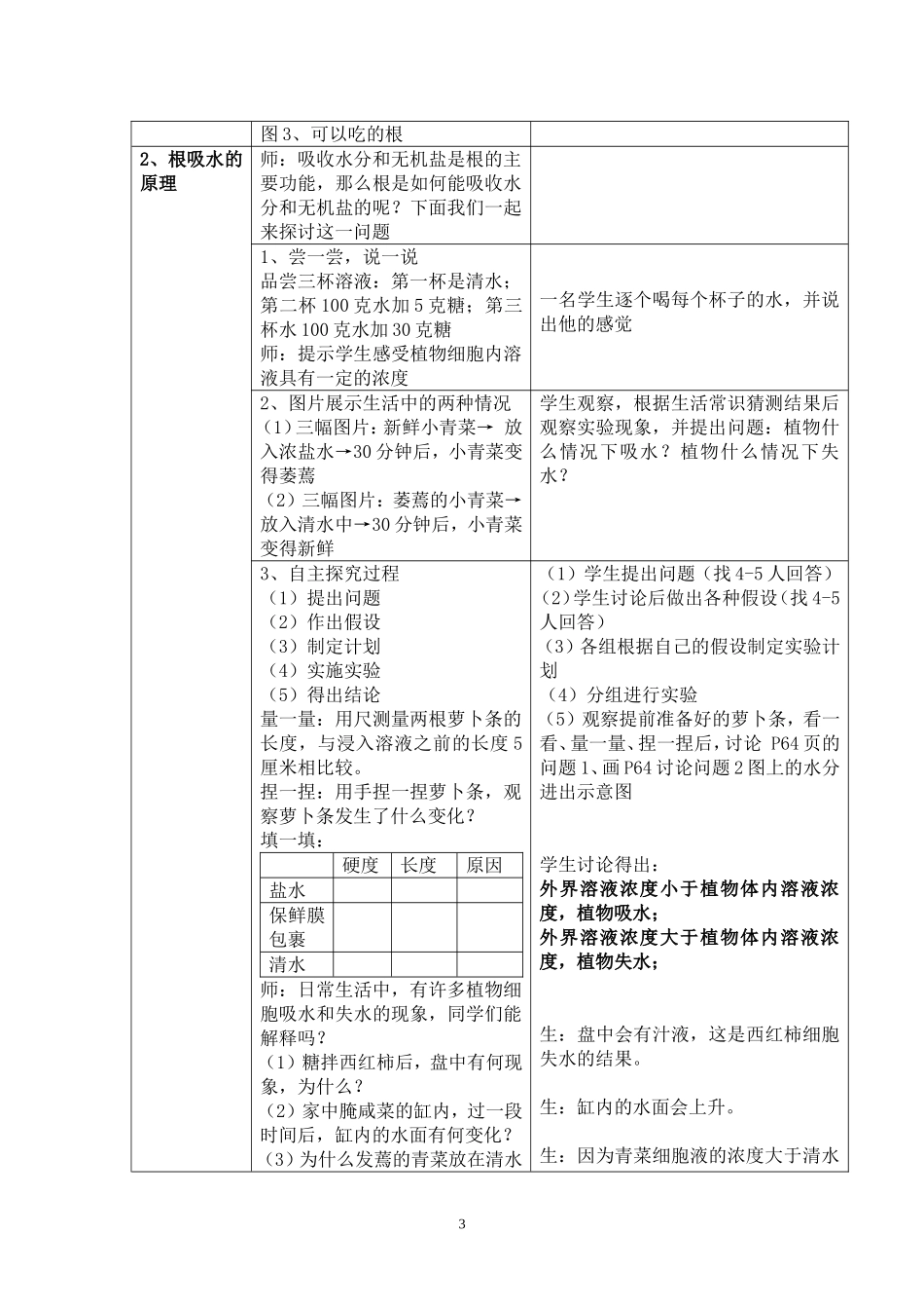 “植物对水分和无机盐的吸收”的实验教学设计_第3页