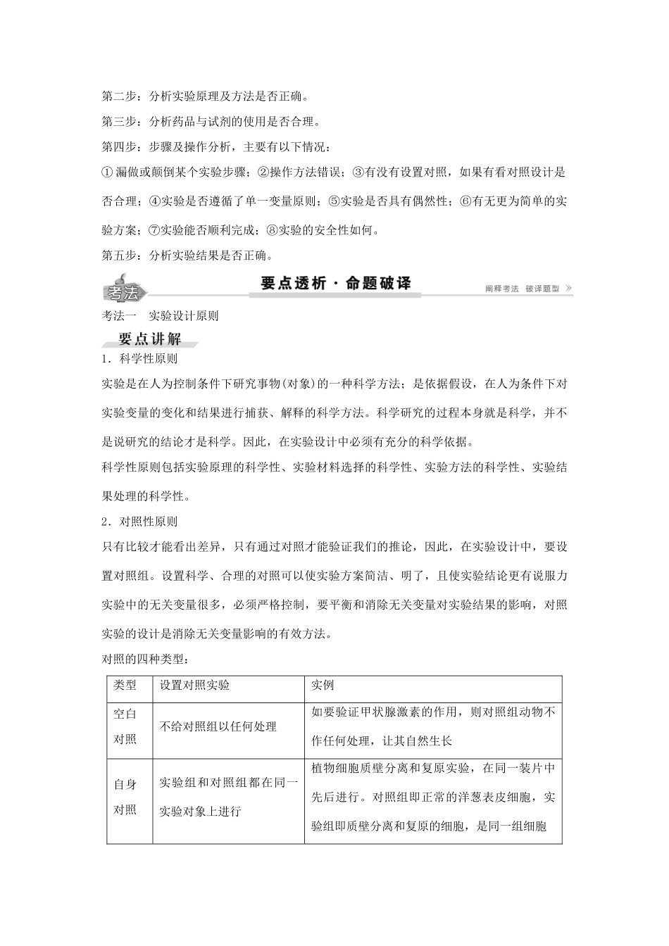高考生物总复习 第10单元 第36讲 实验原则与设计学案-人教版高三全册生物学案_第2页