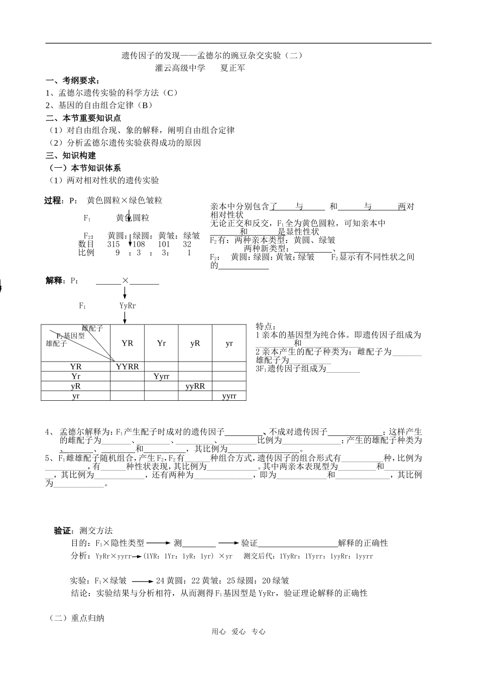 2夏正军灌中孟德尔的豌豆杂交实验二_第1页