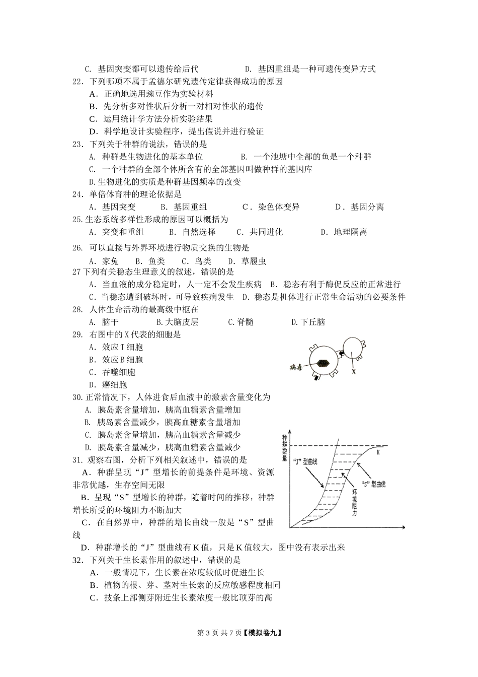 高中学业水平测试（必修科目）试卷（）_第3页