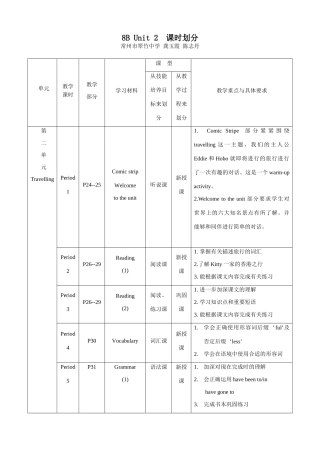 8BUnit2 课时划分