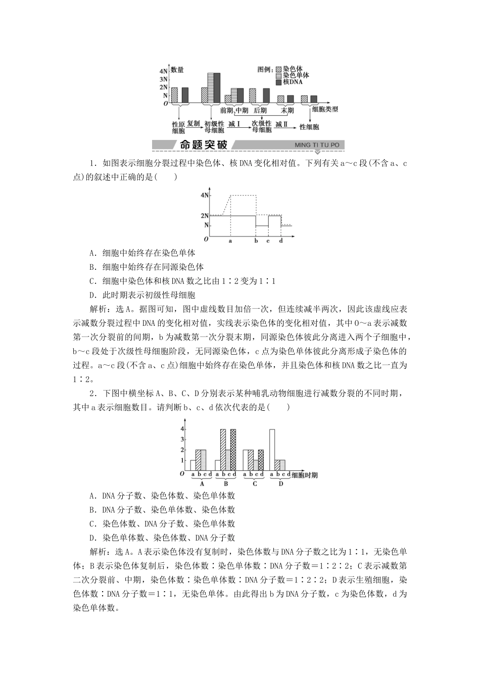 高中生物 第2章 遗传信息传递的结构基础 第1节 染色体是遗传信息的载体 第3课时 染色体在减数分裂中的行为（三）学案 北师大版必修2-北师大版高一必修2生物学案_第3页