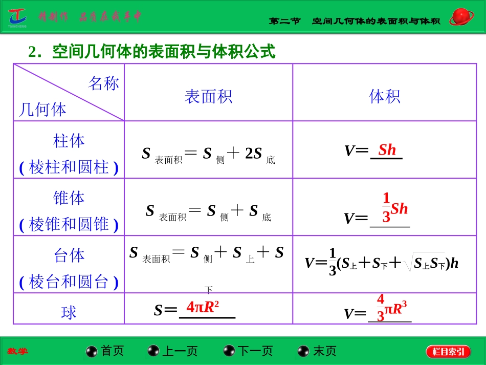 第二节空间几何体的表面积与体积_第3页