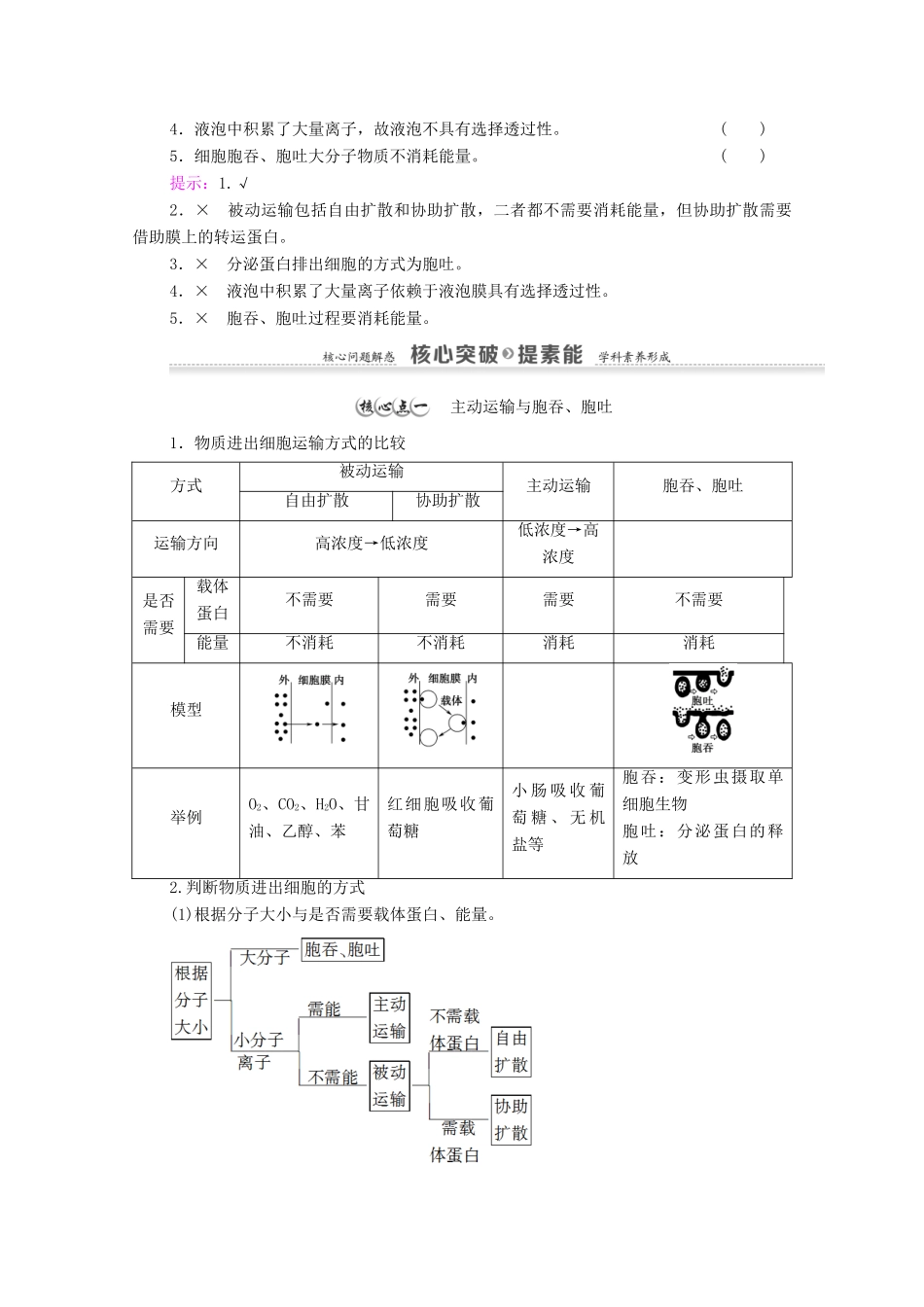 高中生物 第4章 细胞的物质输入和输出 第2节 主动运输与胞吞、胞吐学案 新人教版必修1-新人教版高中必修1生物学案_第2页