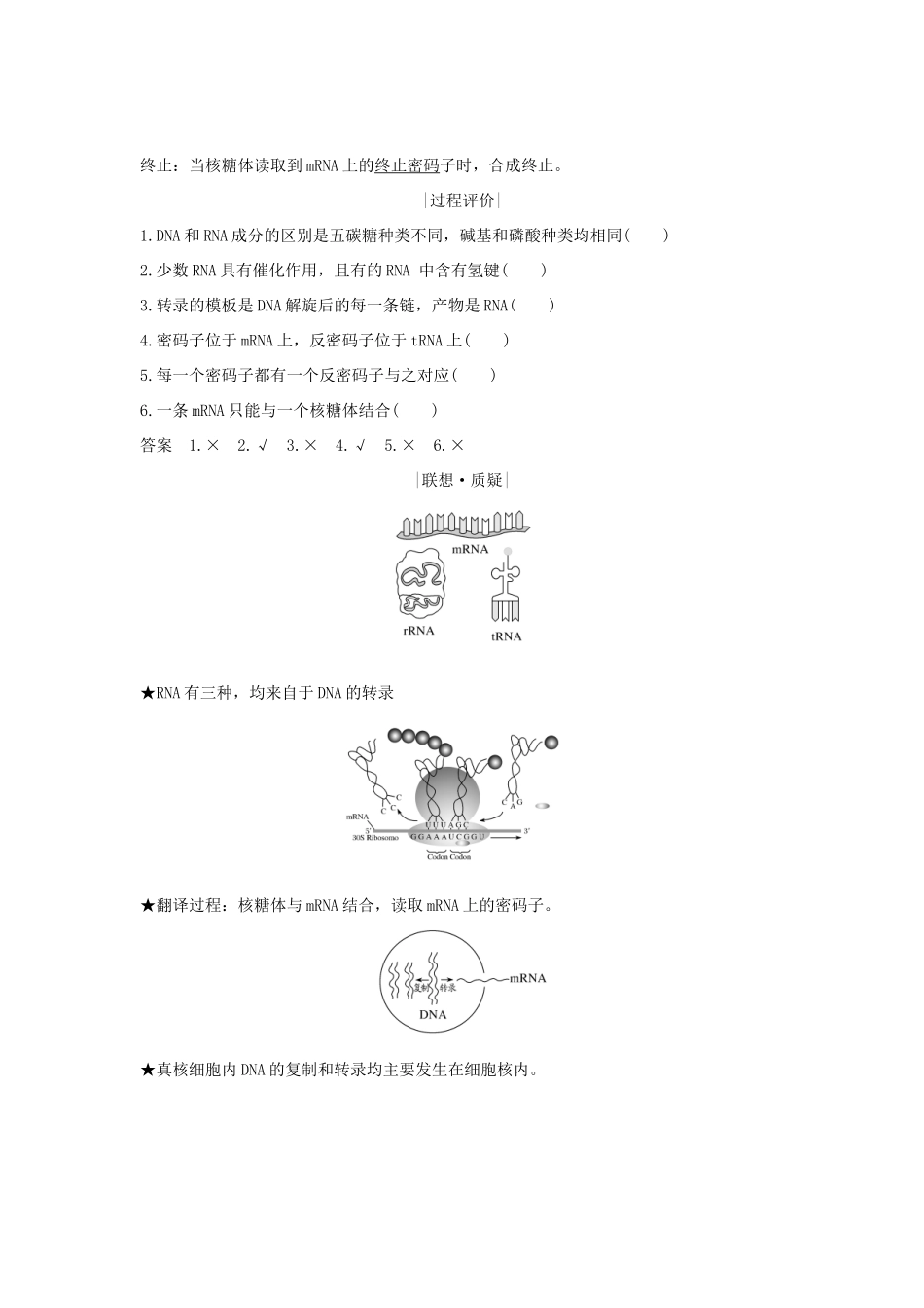 高中生物 第4章 基因的表达 第1节 第1课时 转录和翻译的过程学案 新人教版必修2-新人教版高一必修2生物学案_第3页