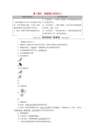 高中生物 第3章 细胞的基本结构 第2节 第1课时 细胞器之间的分工学案 新人教版必修1-新人教版高中必修1生物学案