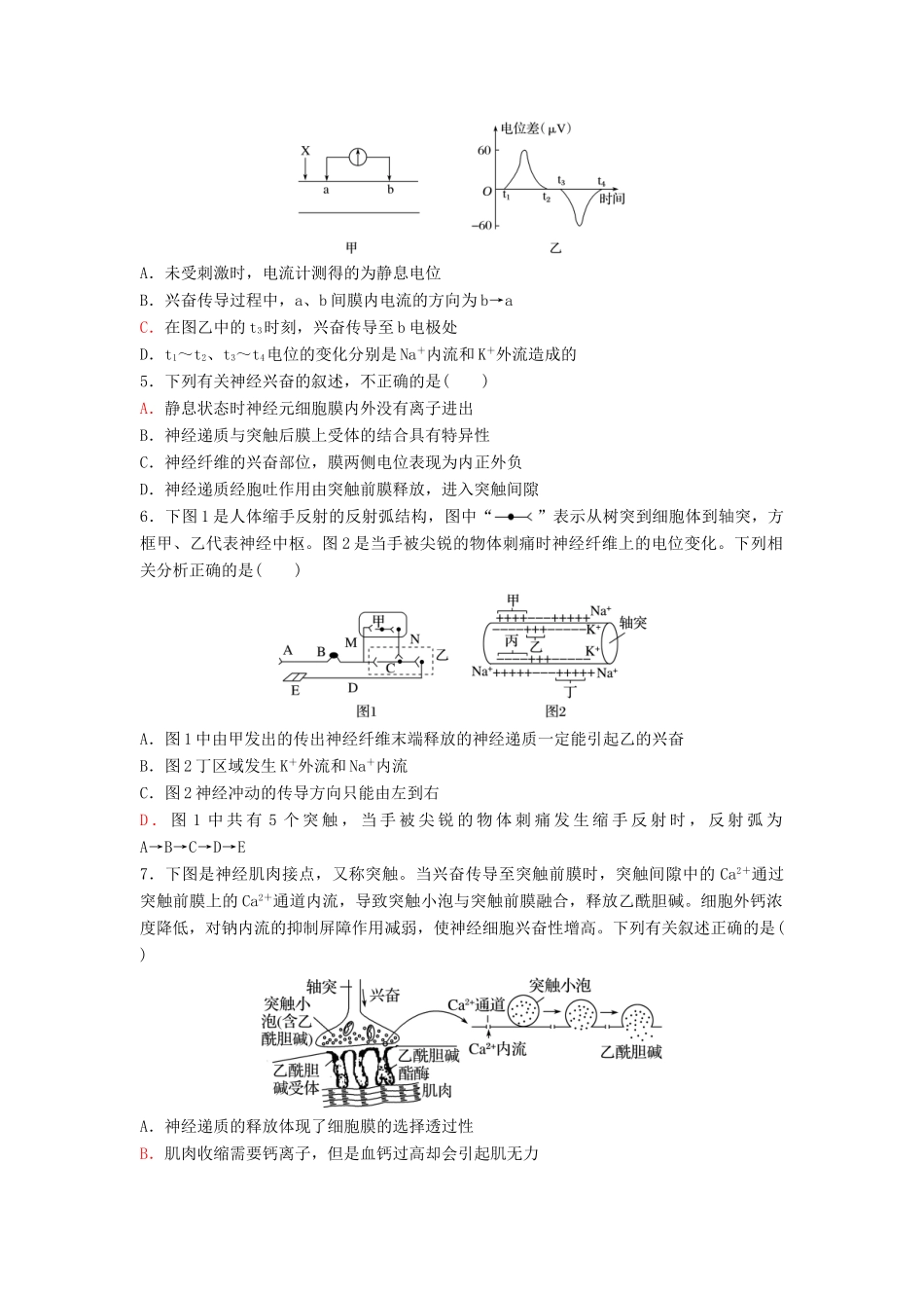 高考生物第一轮复习 专题3 神经调节学案-人教版高三全册生物学案_第3页