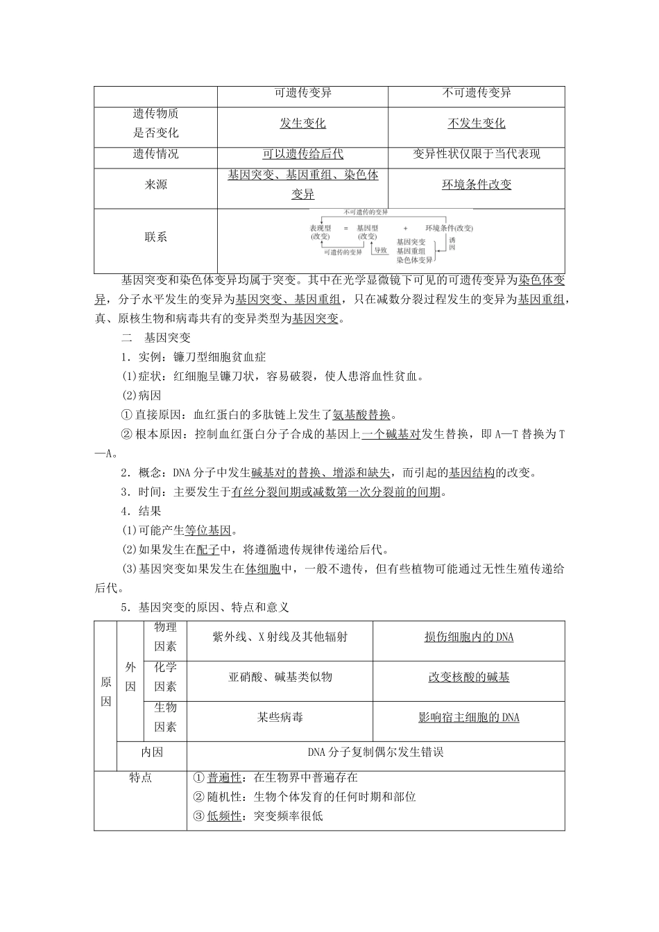 高考生物一轮复习 第7单元 生物变异、育种和进化 第22讲 基因突变和基因重组学案 新人教版必修2-新人教版高三必修2生物学案_第2页