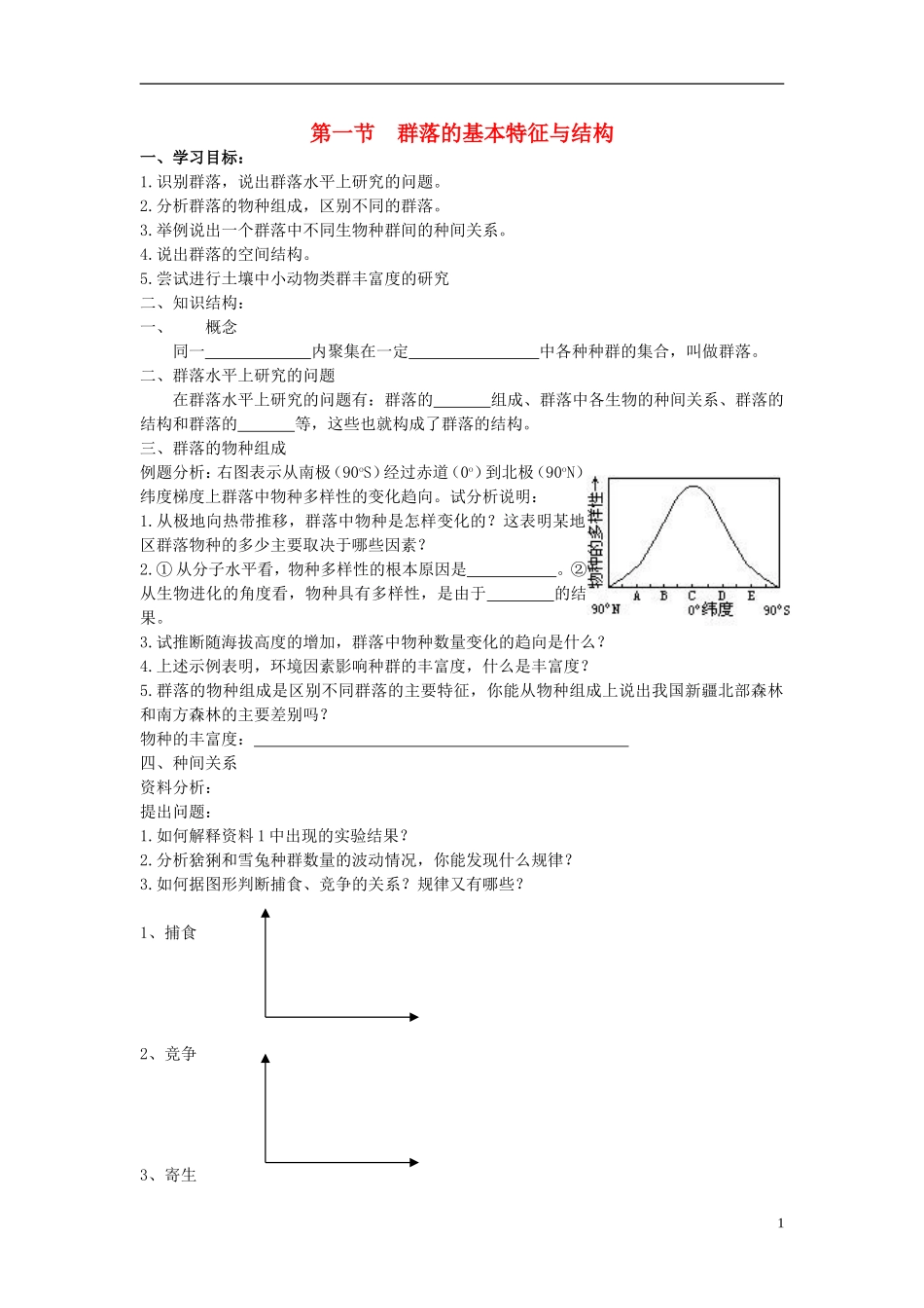 高中生物 2.2.1《群落的基本特征与结构》学案2 中图版必修3_第1页