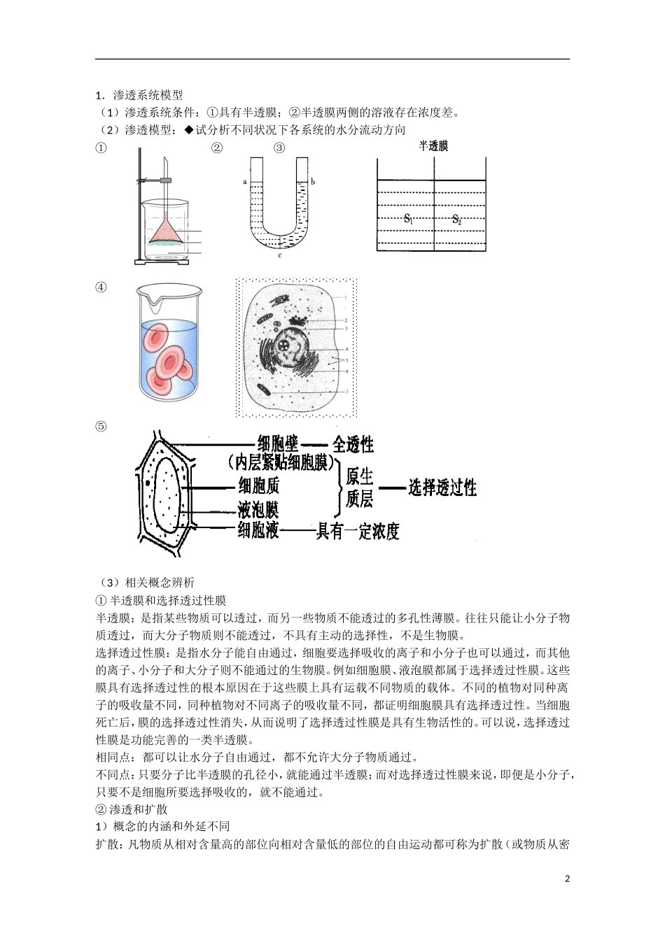 高中生物 第4章《细胞的物质输入和输出》学案（2） 新人教版必修1_第2页