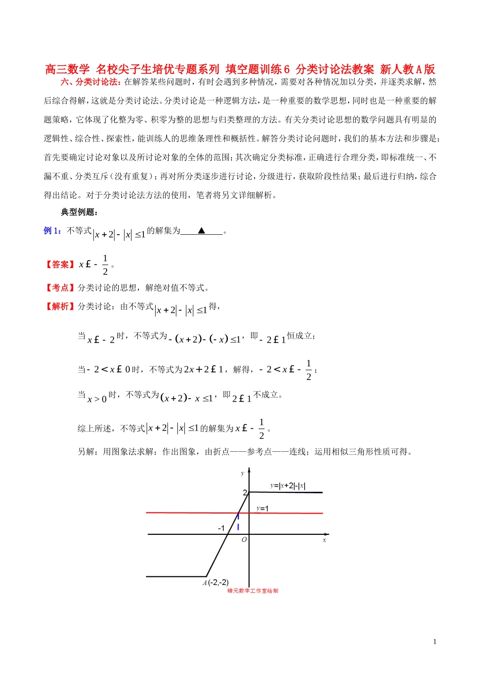高三数学 名校尖子生培优专题系列 填空题训练6 分类讨论法教案 新人教A版-新人教A版高三全册数学教案_第1页