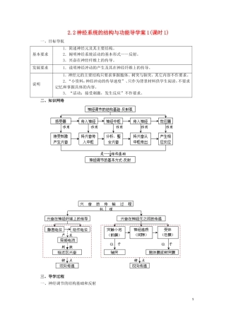 高中生物 2.2 神经系统的结构与功能导学案（第1课时）浙科版必修3