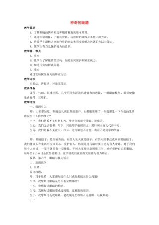 八年级物理全册 第四章 第六节《神奇的眼睛》教案1 （新版）沪科版-（新版）沪科版初中八年级全册物理教案