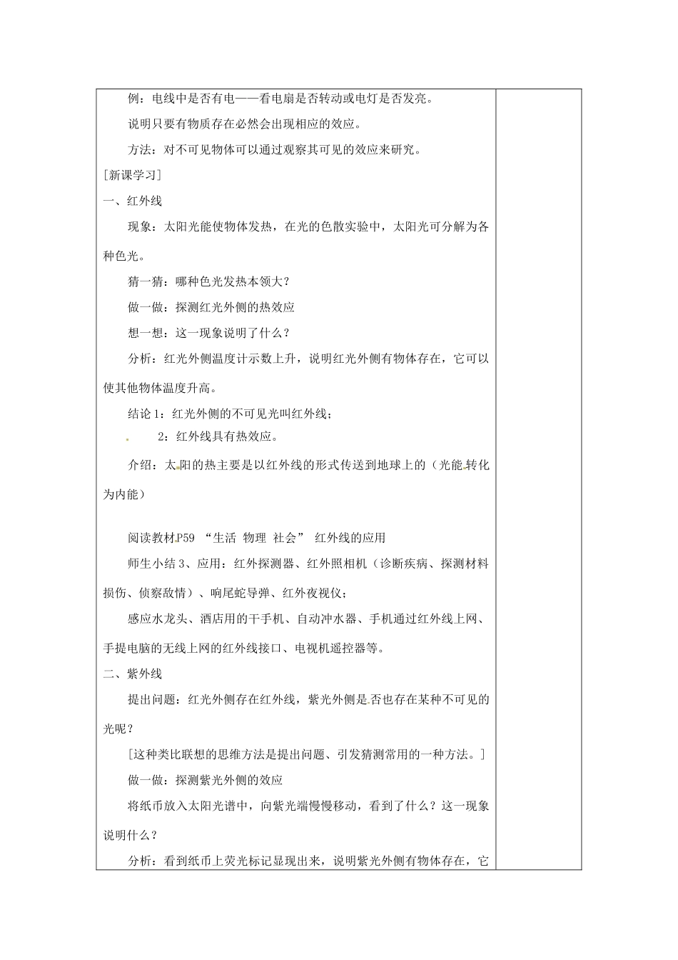 八年级物理上册 3.2 人眼看不见的光教案 （新版）苏科版-（新版）苏科版初中八年级上册物理教案_第2页