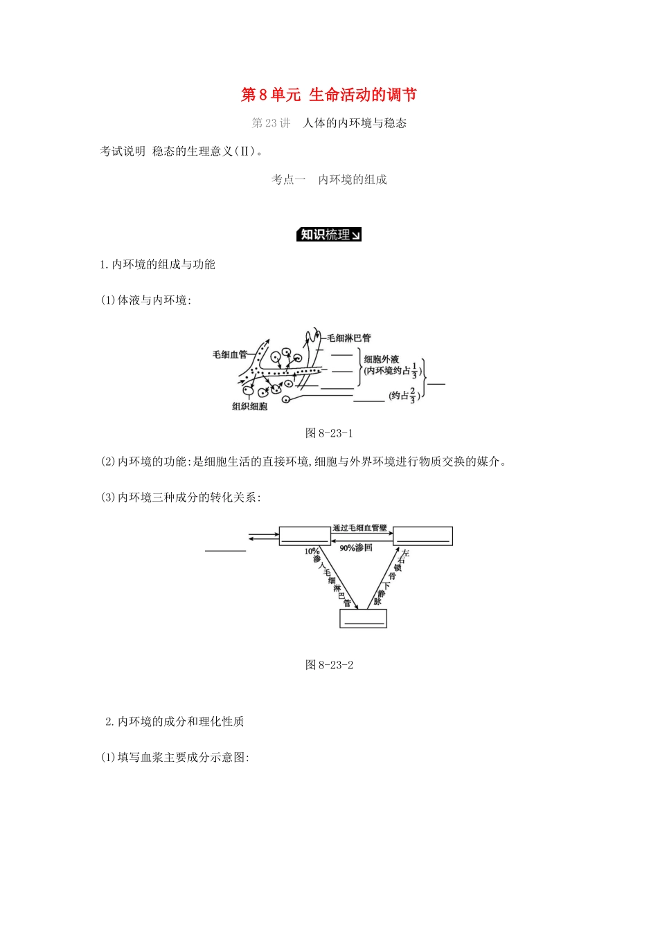 高考生物一轮复习 第8单元 生命活动的调节听课学案-人教版高三全册生物学案_第1页