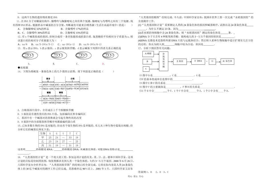 高三生物第3章第4节基因是具有遗传效应的DNA片段教学案新人教版_第2页