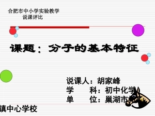 分子的基本特征
