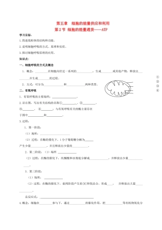 高中生物 5.2 细胞的能量通货——ATP导学案2（无答案）新人教版必修1-新人教版高一必修1生物学案