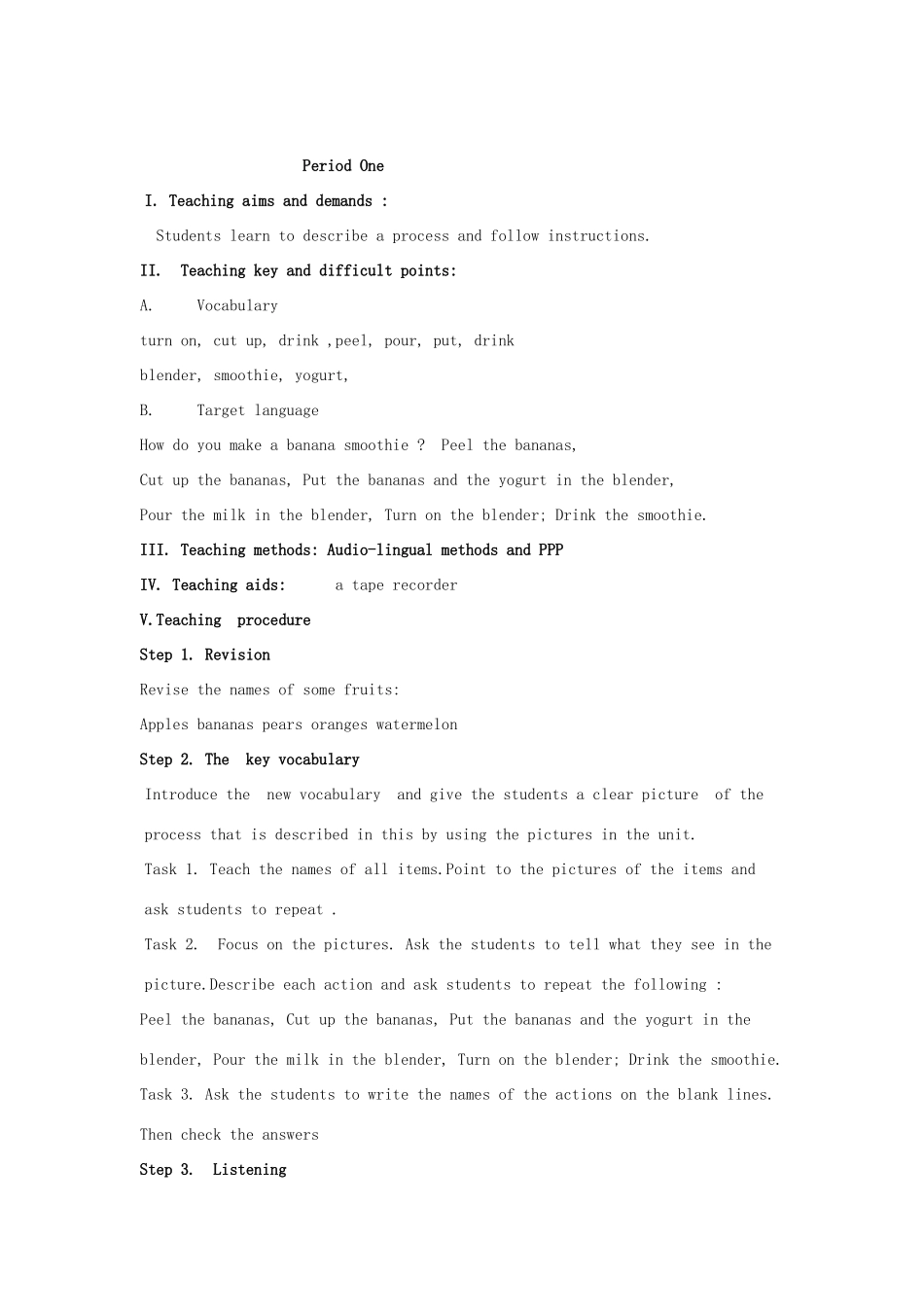 吉林省伊通县实验中学八年级英语下册《Unit 7 How do you make a banana milk shake Section B》教案 人教新目标版_第2页