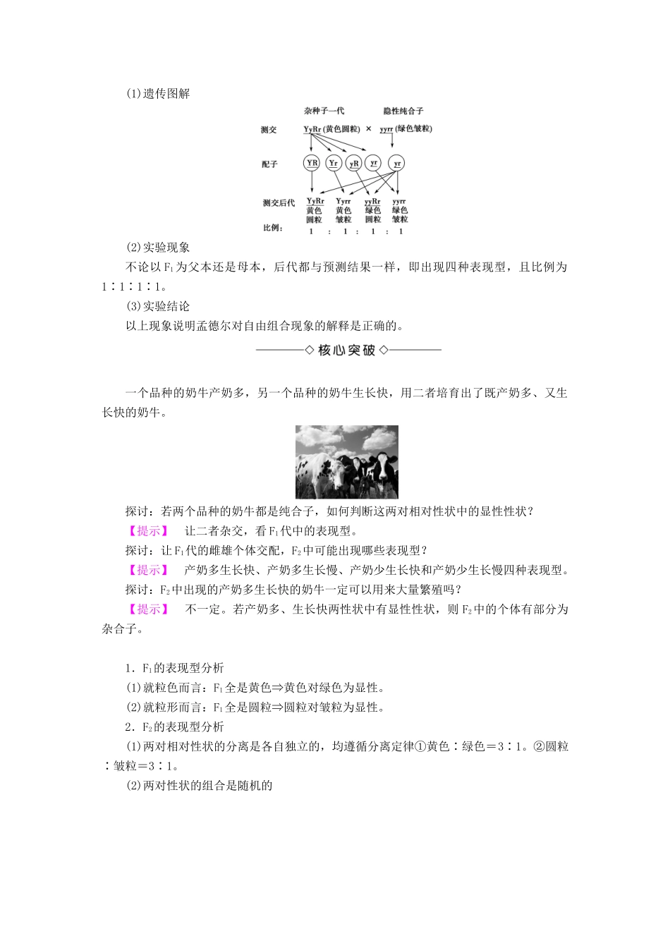 高中生物 第3章 遗传和染色体 第2节 基因的自由组合定律（第1课时）学案 苏教版必修2-苏教版高二必修2生物学案_第2页