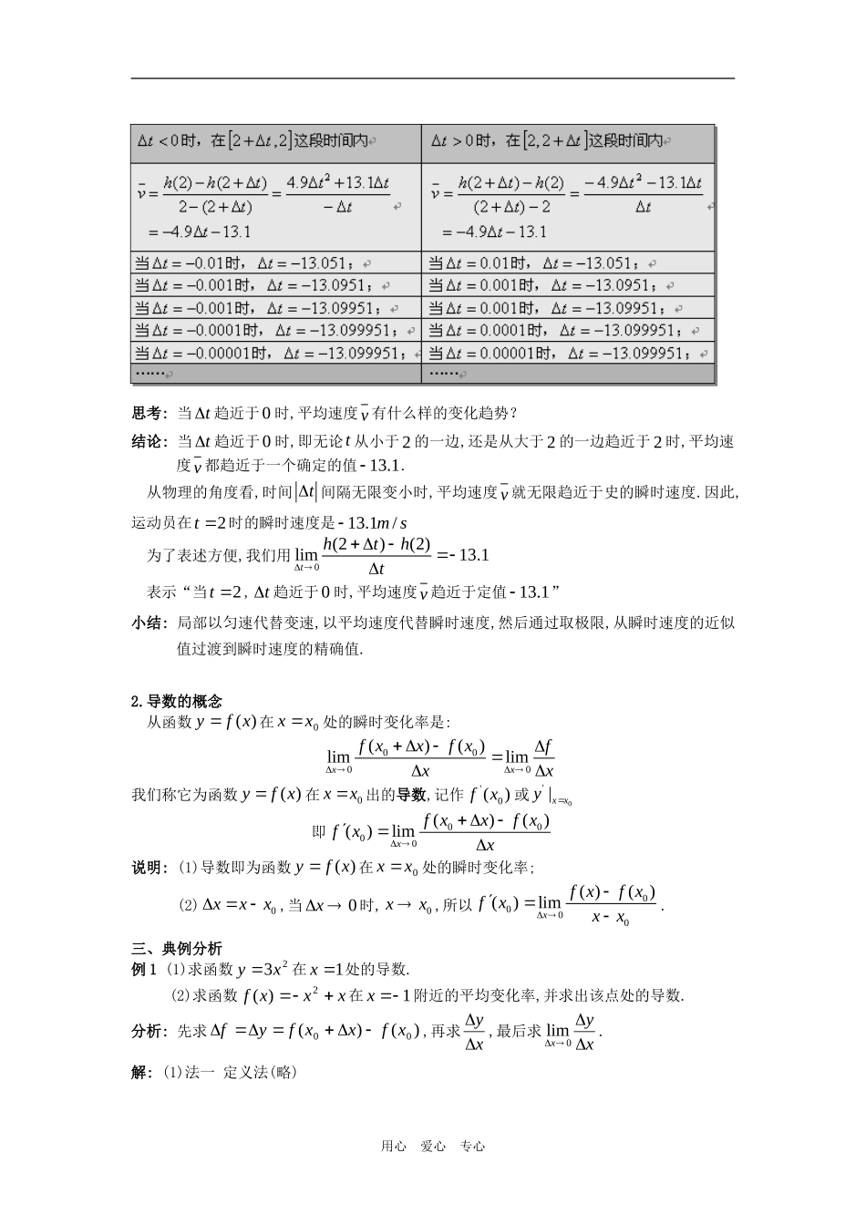 高三数学复习教案——导数的概念_第2页