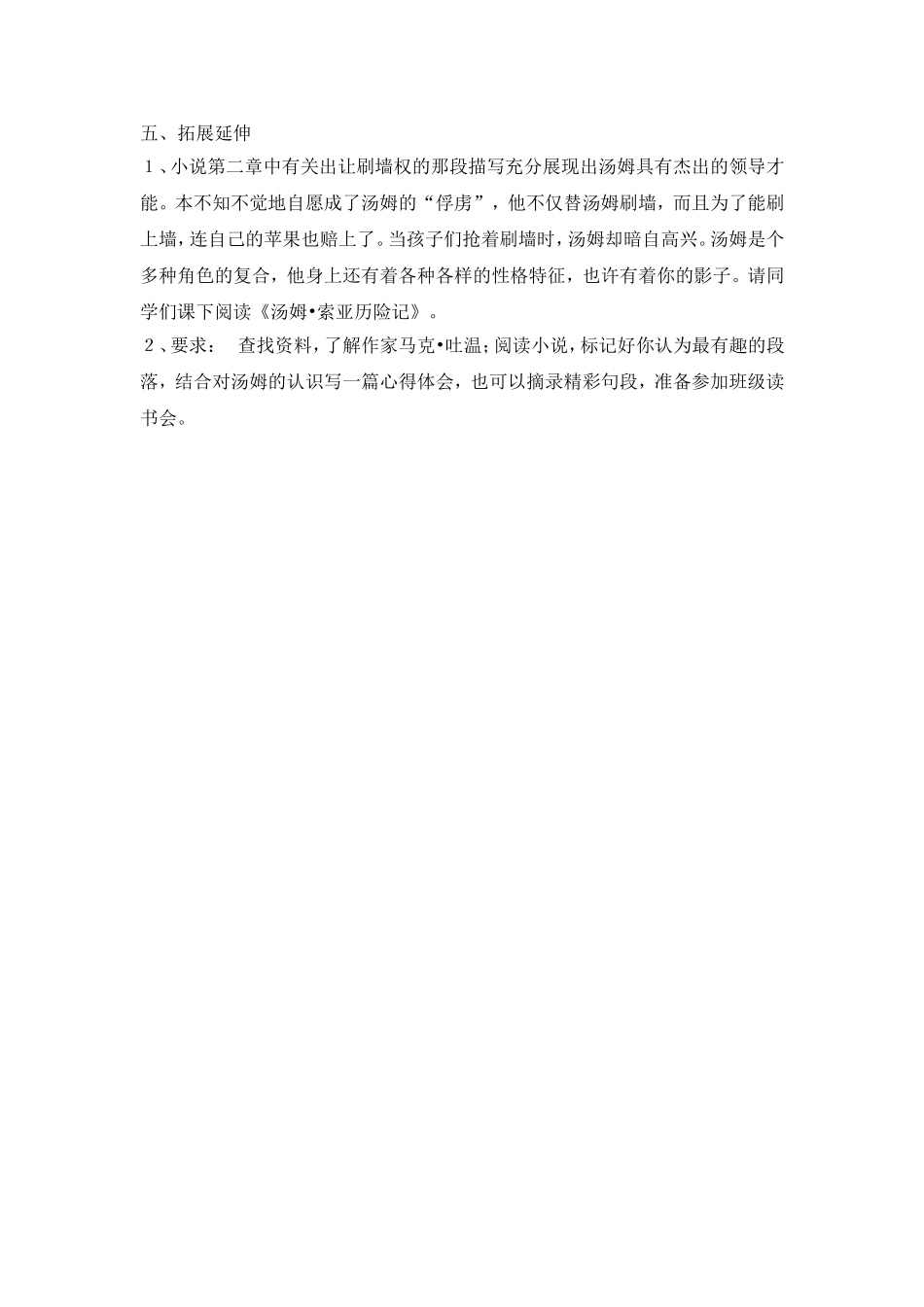 汤姆索亚历险记教学设计_第3页