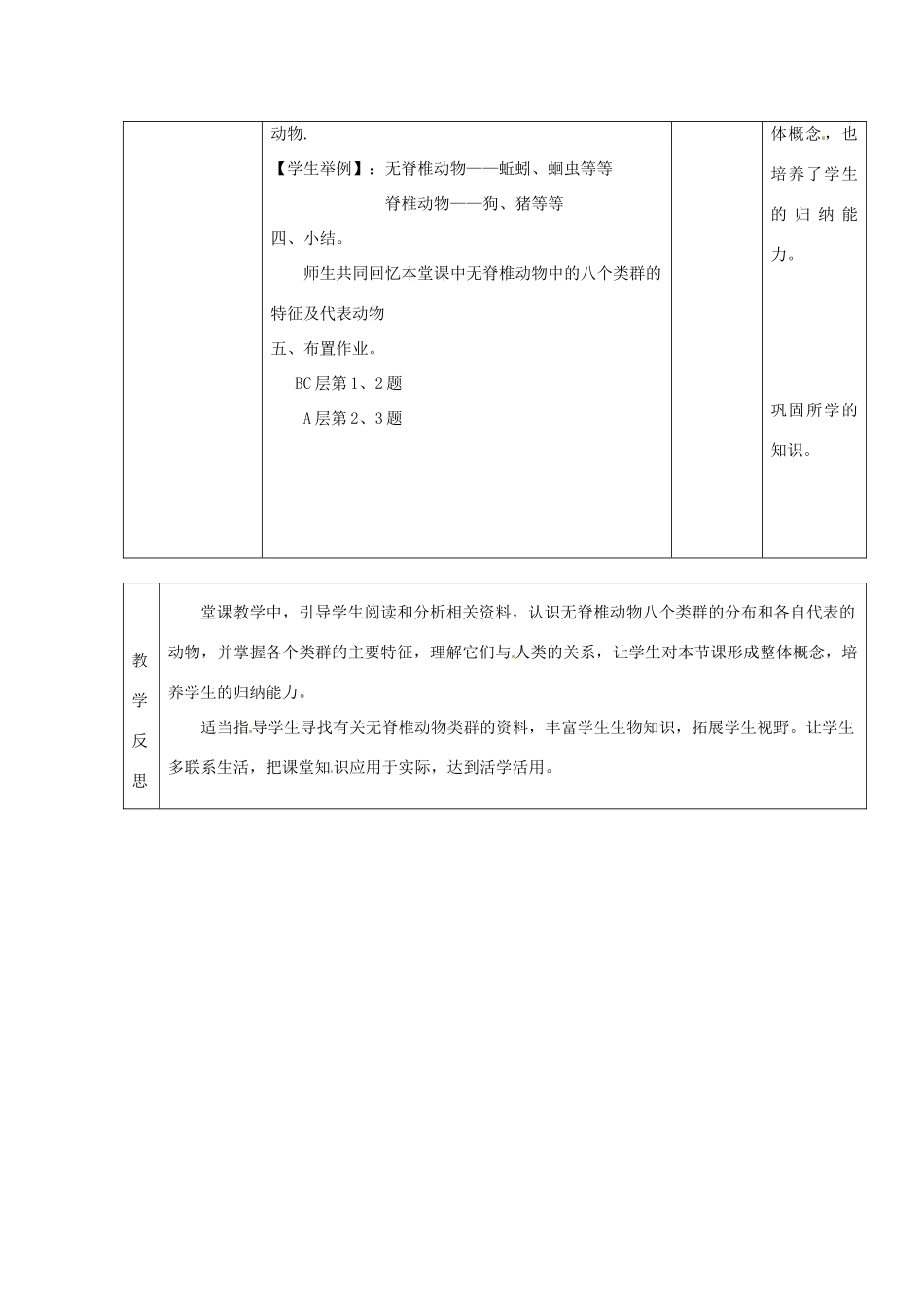 广东省龙门县龙城一中七年级生物《动物的主要类群》教案_第3页